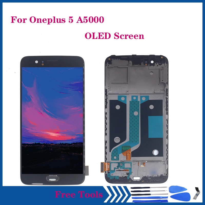 Фото Для Oneplus 5 A5000 OLED ЖК дисплей + кодирующий преобразователь сенсорного экрана в сборе