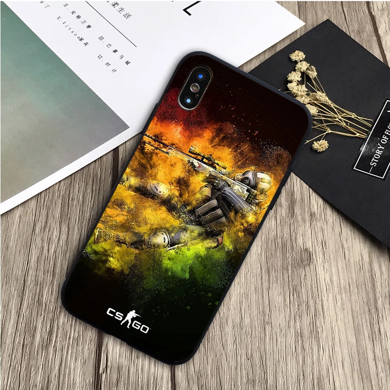 CS GO пистолет черный силиконовый чехол для мобильного телефона iPhone 12 XR XS Макс 5 5S SE