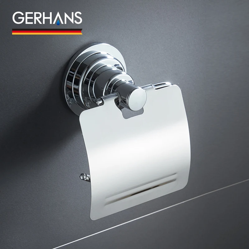 GERHANS Accessories K24003 Бумагодержатель с крышкой на вакуумных присосках Цвет: