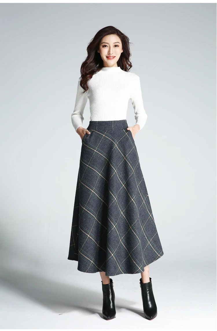 ZQLZ 2021 модная клетчатая длинная юбка с высокой талией Женская Осенняя весенняя