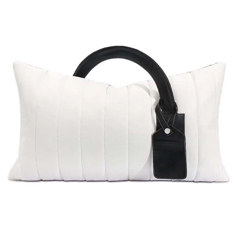 

Light Luxury Cushion Cover For Living Room Solid White Waist Pillows Sofa Cushions Home Decor 30x50cm