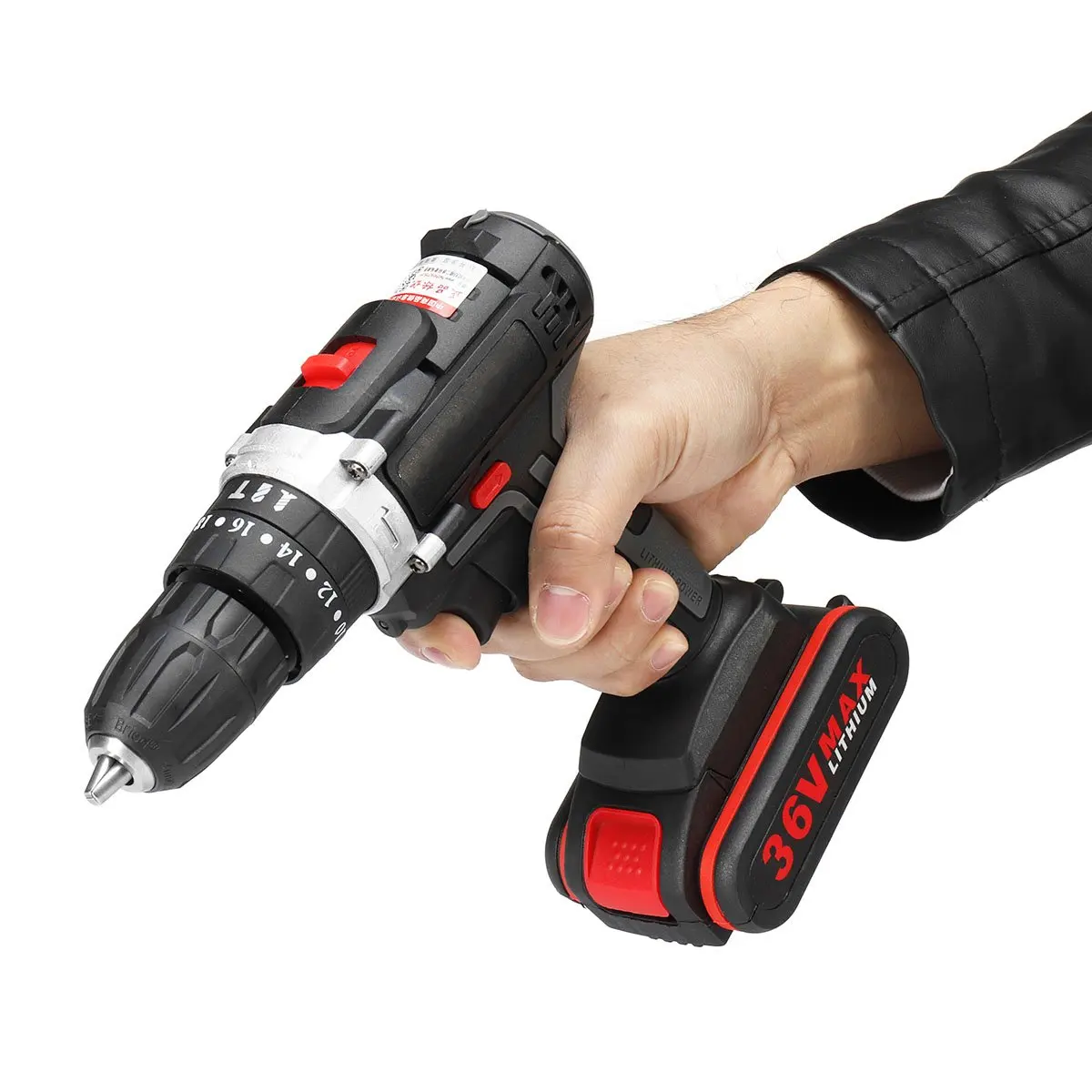 

36V 28Nm Cordless Drill DIY Home Electric Impact Screwdriver Wireless Electric Cordless Drill With 2 Li-ion Battery Power Tools