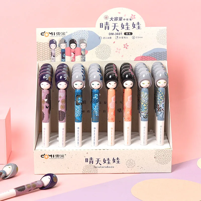 

32 pcs/lot Creative Sunny Doll Gel Pen Cute 0.5 mm black Ink Signature Pens Promotional Gift Office School Supplies