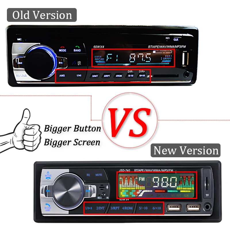 Автомагнитола 1 дин Bluetooth MP3-плеер 60Wx4 FM стерео 12 В с красочными огнями AUX/USB/TF-карта |