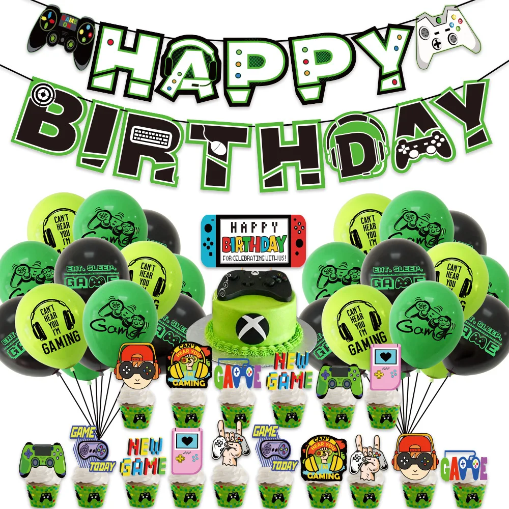 

Game Console Theme Adult Birthday Party Decor Supplies Childhood Memories Game Banner Cake Card Balloons Layout Baby Shower Toys