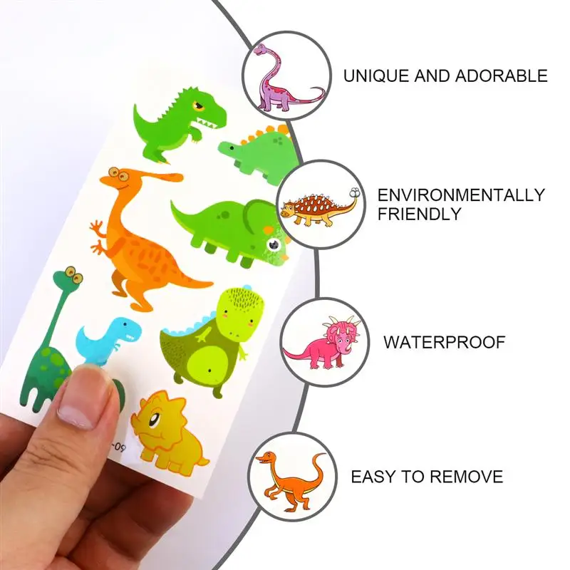 20 листов татуировки динозавра из мультфильма стикер для детей руки|Временные