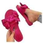 Сланцы женские с бантом, Повседневная пляжная обувь на Плоском Каблуке, дышащие однотонные тапочки без застежки, летние Тапочки