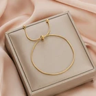 Модный простой золотистый змея цепи из нержавеющей стали браслеты и браслеты женские регулируемый, не выцветает и не ежедневная браслет, ювелирные изделия для женщин, подарок