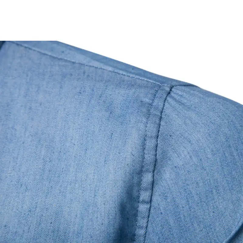 Модная мужская джинсовая рубашка Повседневная приталенная на пуговицах с