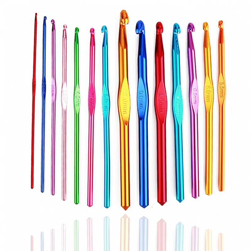 Набор крючков для вязания 14 шт. с металлической ручкой | Дом и сад