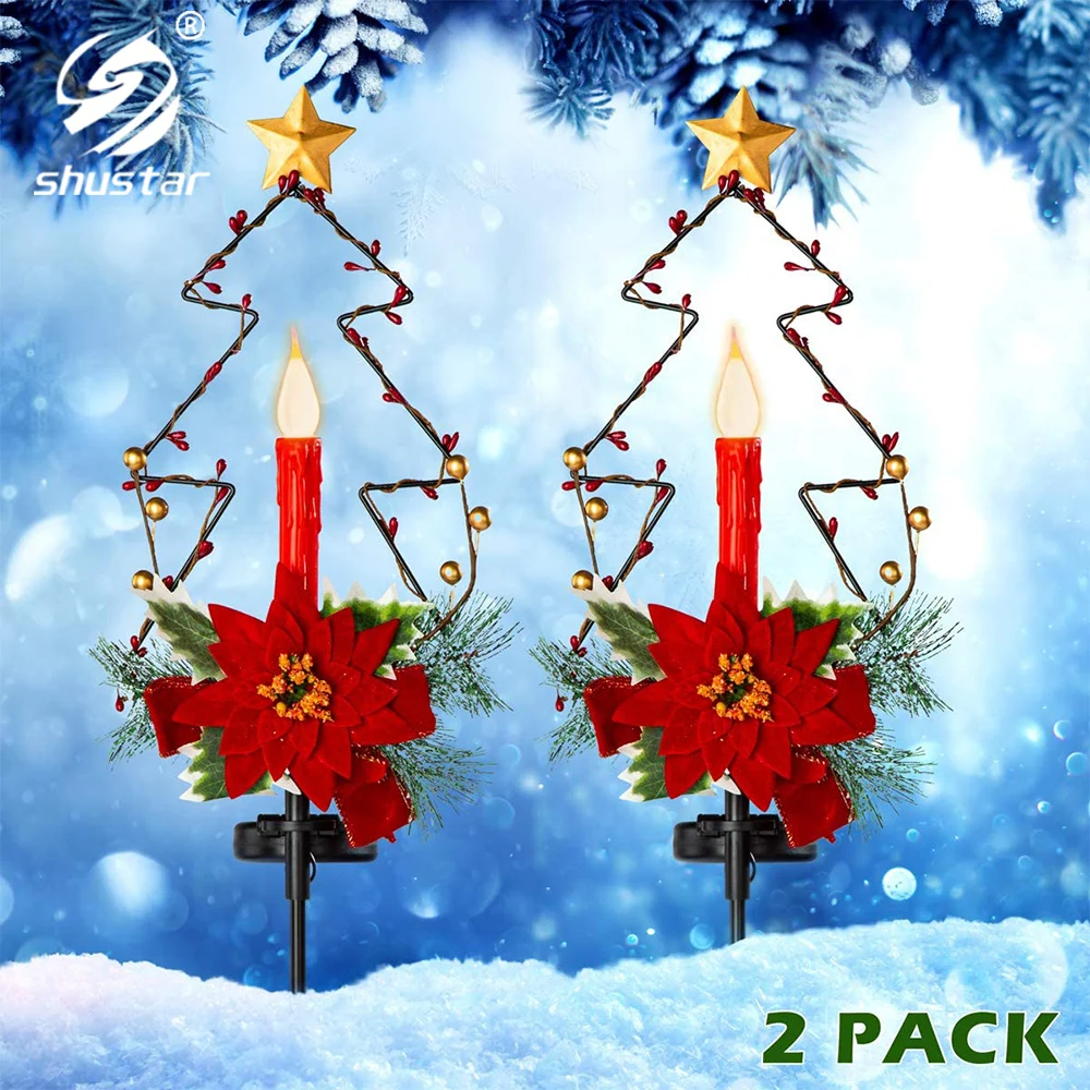 

Solar Christmas Decoration Light Outdoor Waterproof Solar Christmas Candle Street Light Suitable for Garden Courtyard Walkway