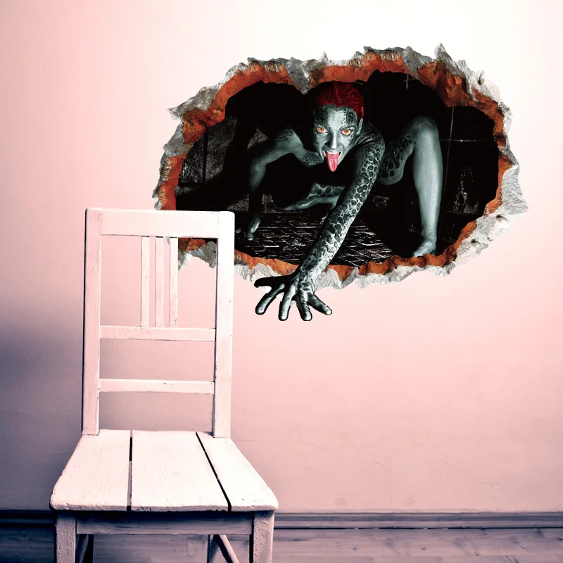 Хэллоуин ужас тема большой размер 3D стикер Крытый стены пол страшная наклейка 8