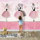 Пользовательская 3D настенная роспись в скандинавском стиле INS розовый балет девушки Детская комната фон настенная бумага для стен 3D детская спальня Френки