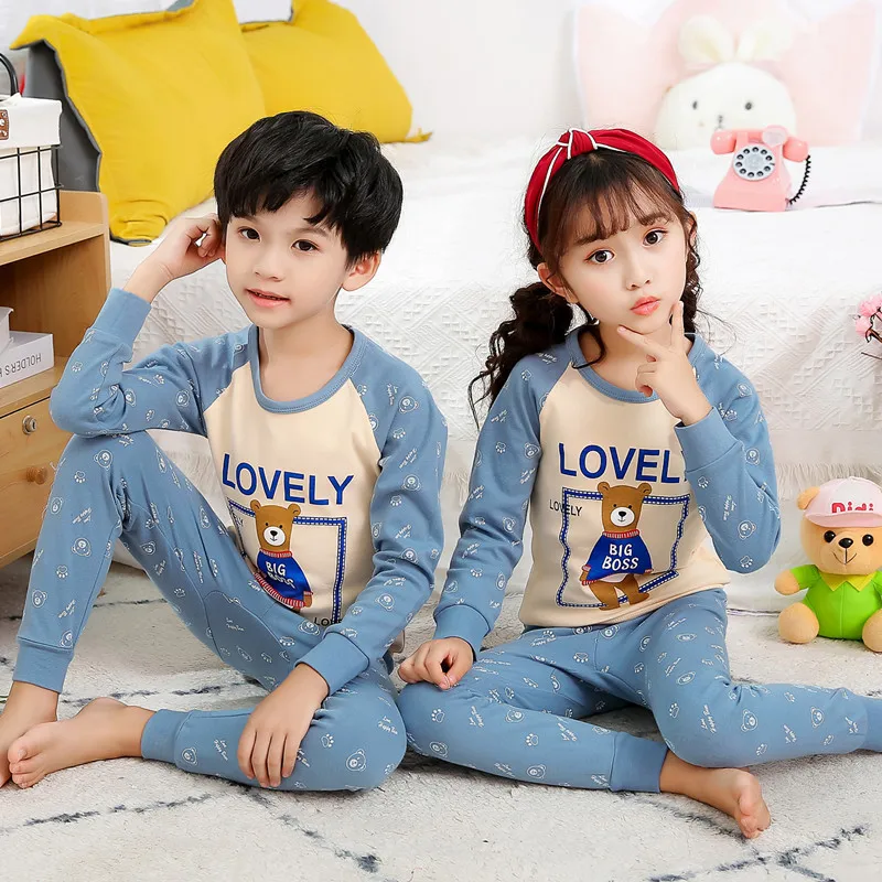 

Spring Autumn Kids Cotton Sleepwear 2-12Years Girls & Boy Pajamas Sets 2Pcs Pajama Tops And Pants Set Children Pajamas For Girls
