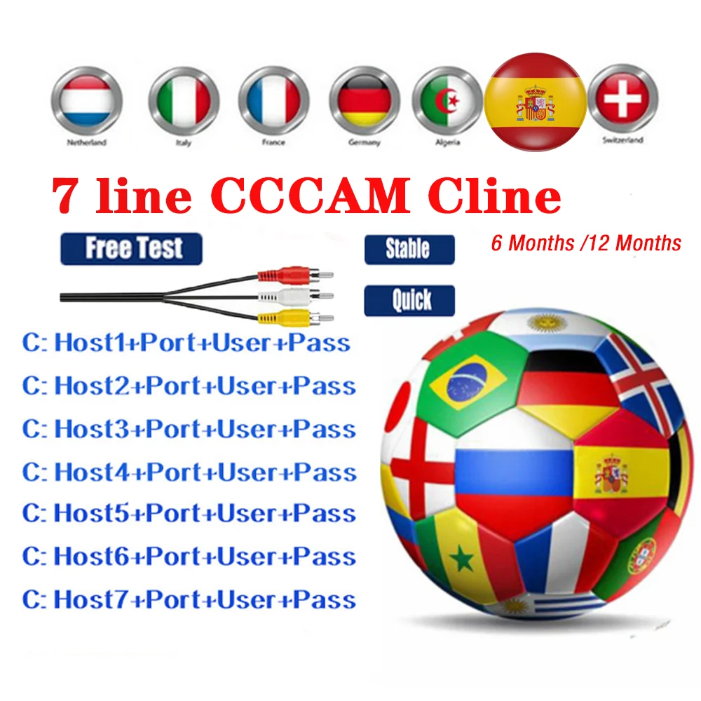 Cccam Cline 1 ГОД Наиболее стабильная CCCams поддержка Европа Испания для спутникового ТВ приемник wifi FULL HD Freesat v7 DVB-S2 рецептор