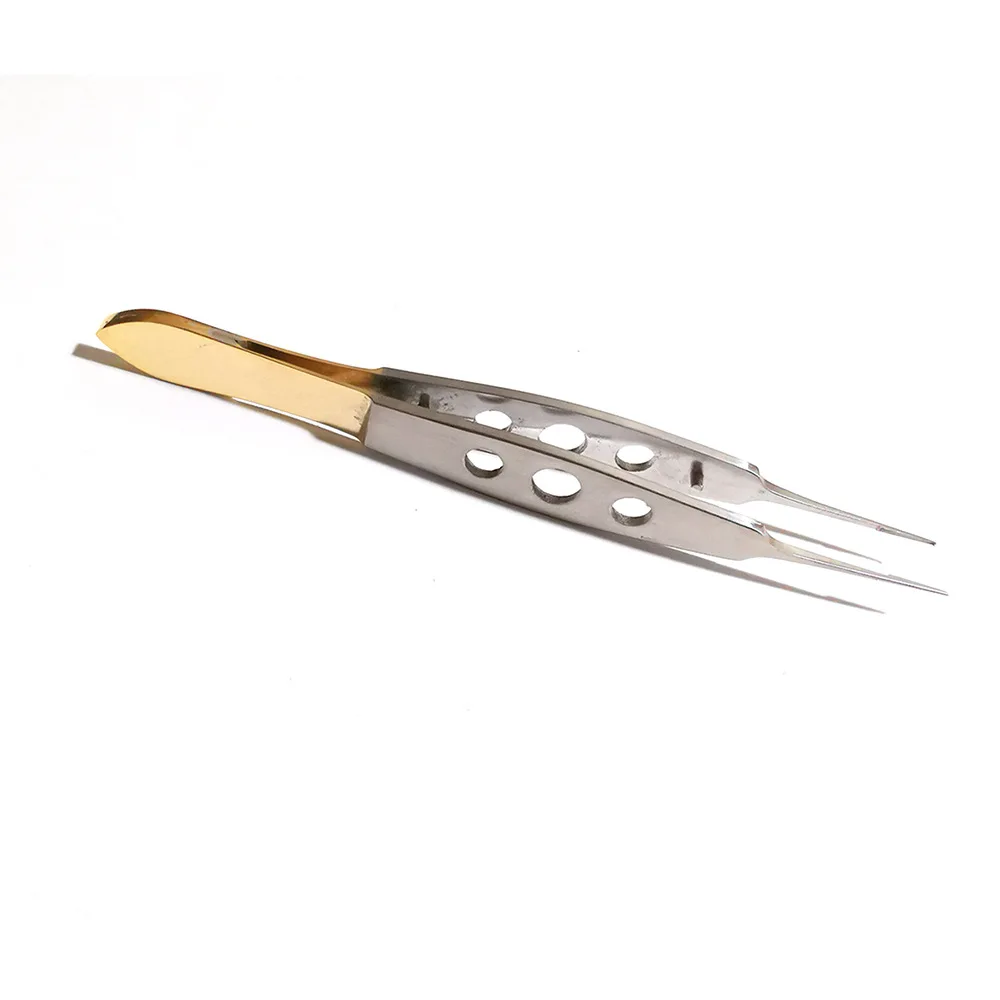 Офтальмологический микропинцет из нержавеющей стали с золотой ручкой