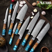 xituo 1 9pcs damascus chef knife razor sharp japanese knife for kitchen cuisine meat cut kiritsuke nakiri peeling cooking knife