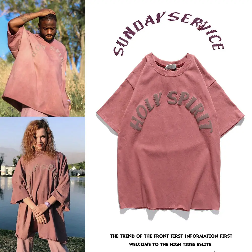 

Kanye's new West Sunday service tour commemoration oversize loose short sleeve T-shirt