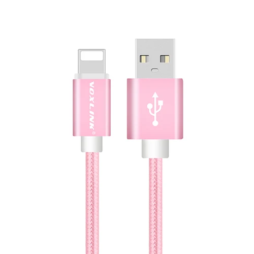 VOXLINK, 5 шт. в упаковке, USB-8-контактный кабель, нейлоновый usb кабель для зарядки и передачи данных для iPhone X Xs, xr, 8, 8 plus, 7 plus, 6s plus, 5S, iPad Air, usb-кабель - Цвет: Pink