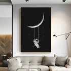 Абстрактный Космос астронавт качающийся на Луне холст картина плакат и печать Настенная картина для гостиной домашний декор