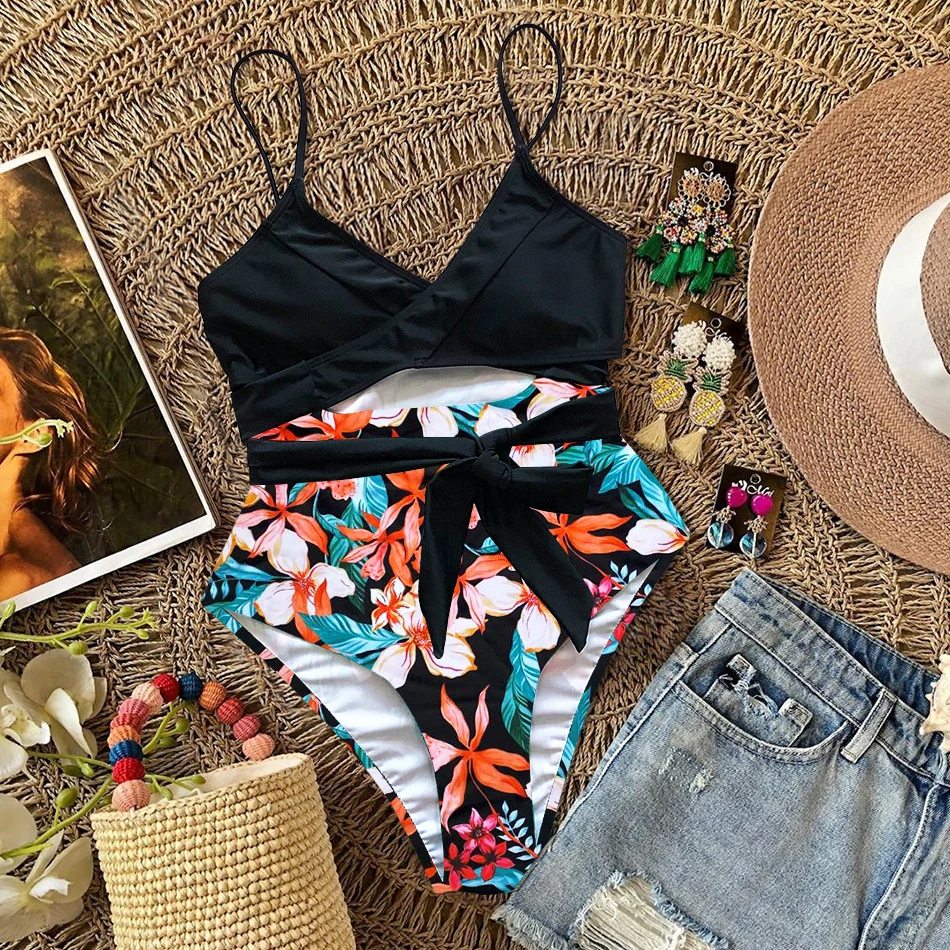 2020 сексуальный цельный купальник женский с цветочным рисунком купальный костюм