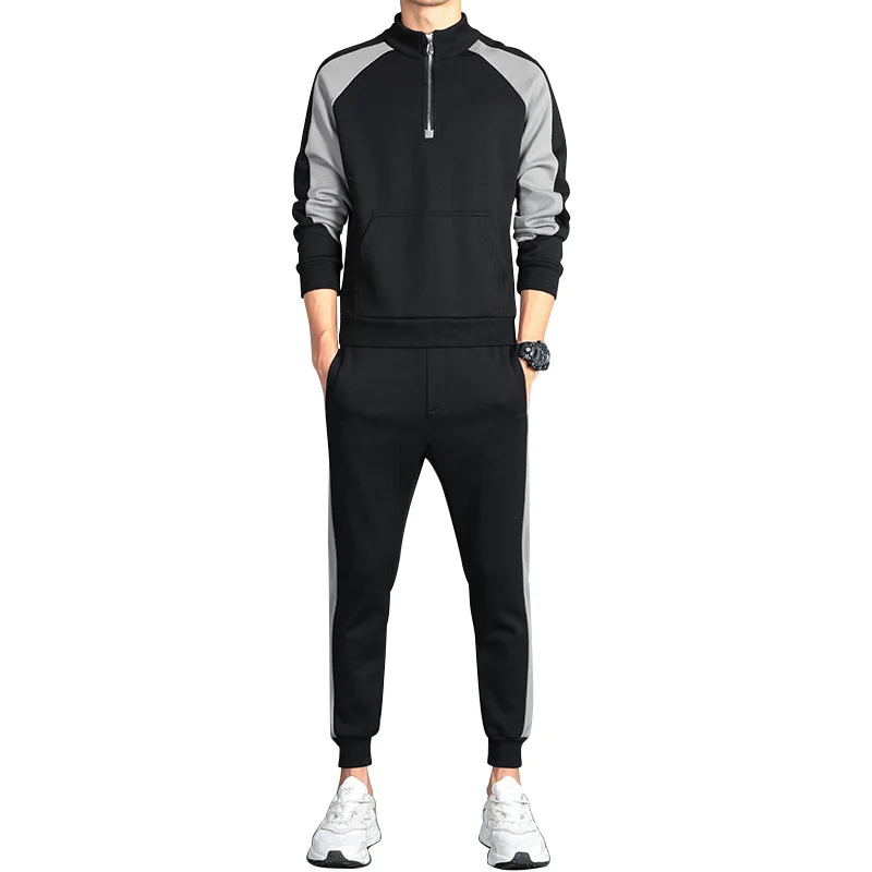 

2021 spring new casual sports suit men's Korean youth simple fashion tide brand round neck sweater trend