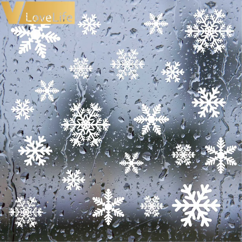 Рождественские Замороженные снежинки Набор наклеек на стену Съемные Виниловые