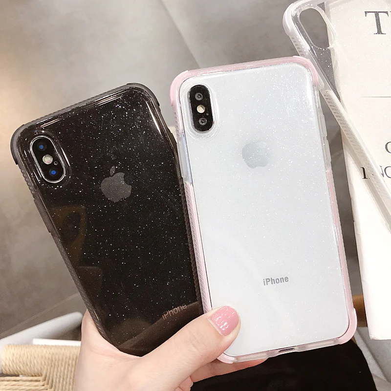 Чехол с блестками для iphone XS MAX X 10 11 Pro XR Ten 7 8 Plus 6s 6 двухслойный мягкий прозрачный