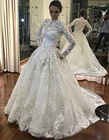 Женское свадебное платье It's yiiya, белое кружевное платье с длинными рукавами, высоким воротом и вышивкой на пуговицах на лето 2021
