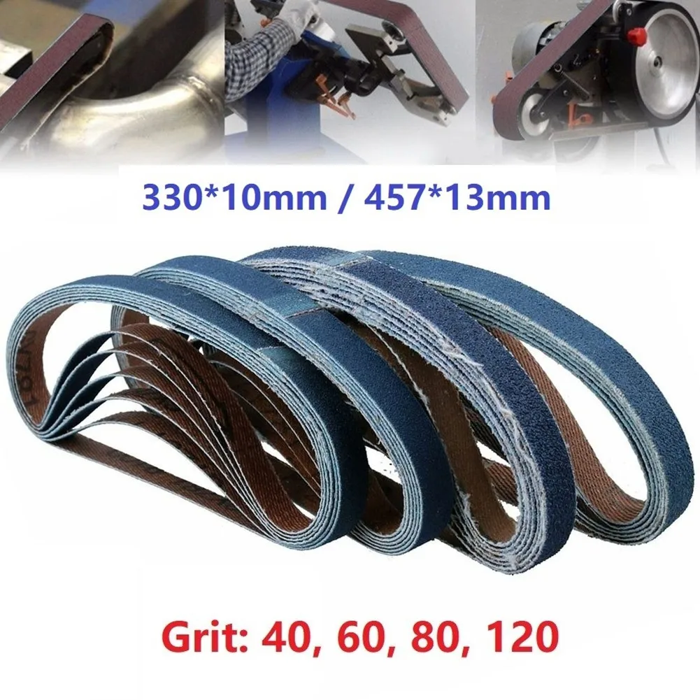

10pcs 330*10 457*13 Sanding Belts Blue Zirconia Abrasive Belts Grit 40/60/80/120 Wood Paint Polishing Sander Belt Sandpaper