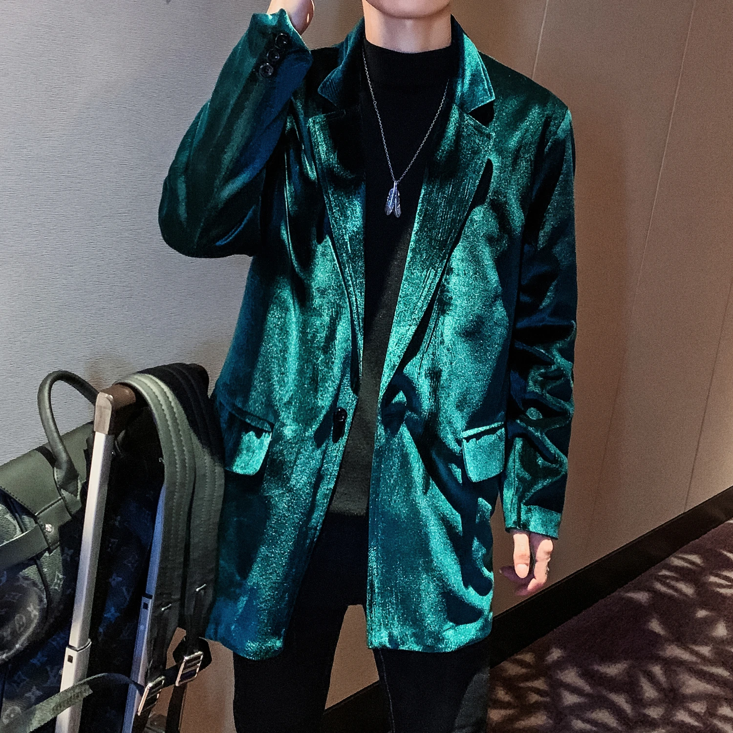 Suit Version Woolen Coat Mid-length Social Guy Autumn Winter New Stage Costumes For Singers Mens Blazer Jacket | Мужская одежда