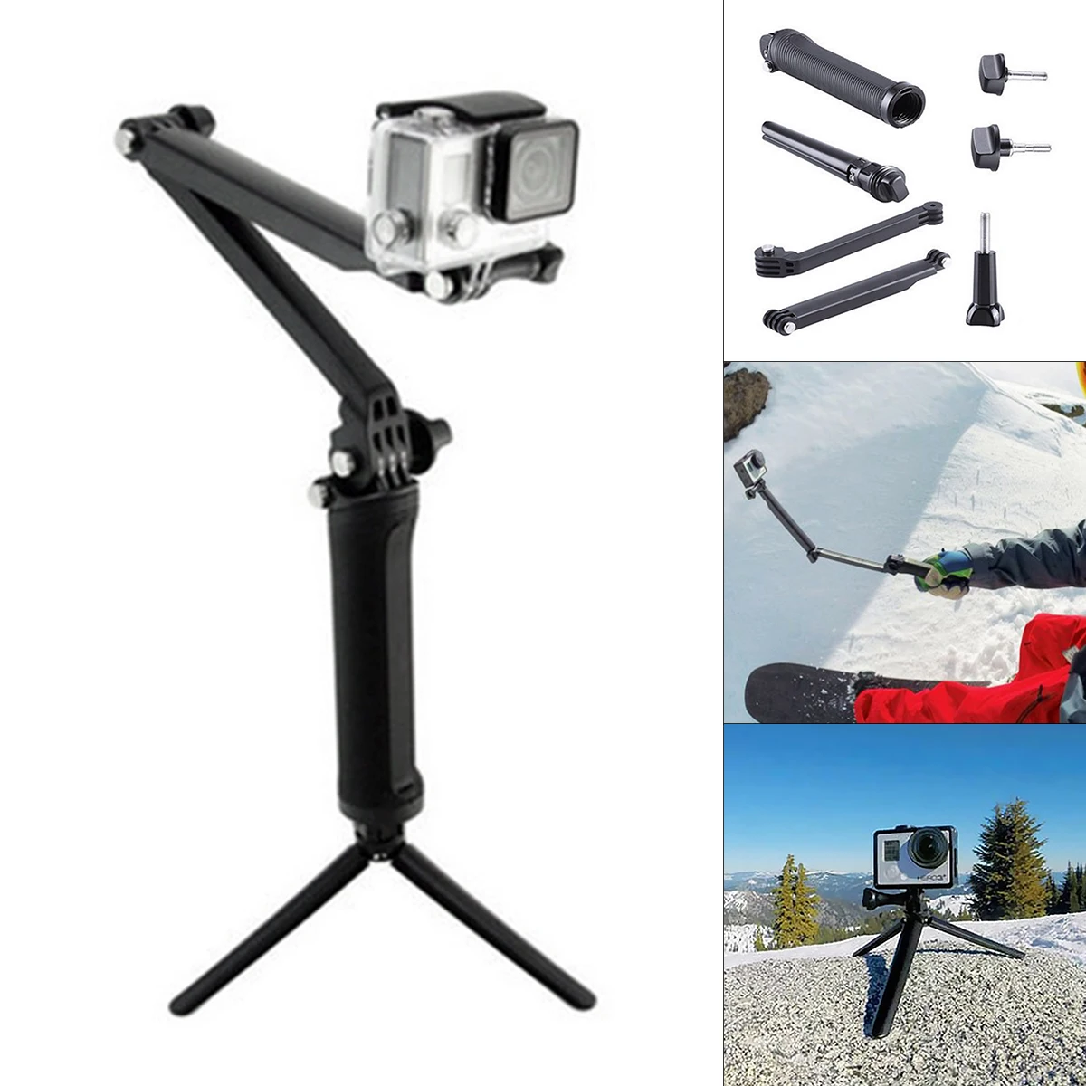 

Waterproof Selfie Stick Floating Hand Grip + 3 Ways Grip Arm Monopod Pole Tripod Fit for GoPro Hero 9 8 7 6 Action Camera