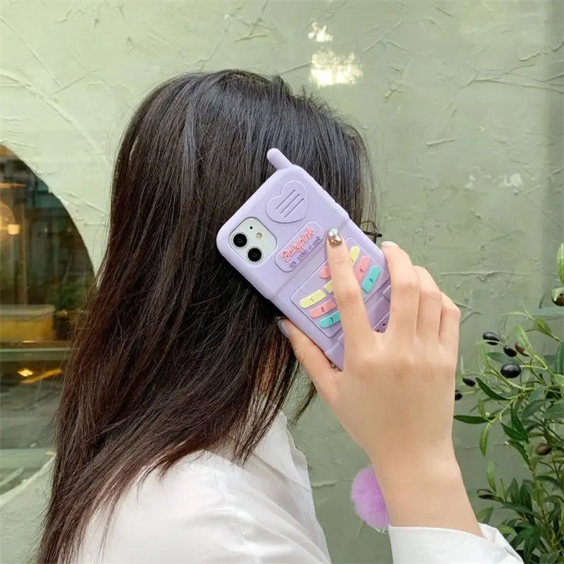 

Cute Pink Love Heart Kid Girl Gift Retro Phone Case for Iphone 12Mini 11Pro Max XR XS Max 6 7 8 Plus SE Soft Silicone Back Cover