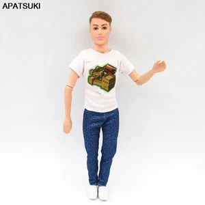 Игрушки для детей, белые футболки джинсы, брюки 16 г. Одежда для мальчиков, куклы Кен, наряды для куклы Барби, парень Кэн