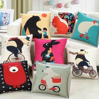 square cover decor squirrel case home throw pillow cotton linen cushion bicycle
