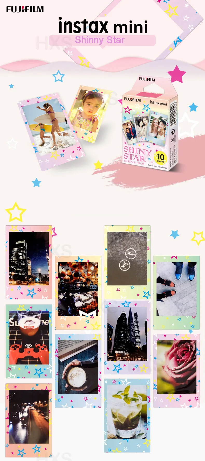 Подлинная Fujifilm Instax Mini 8 9 цветная фотобумага 10 шт. для Fuji 9 8 7s 50 90 25 70 Share SP-2 SP-1 Liplay мгновенная камера