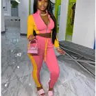 Спортивный костюм hirigin, спортивный, лоскутный, Женский комплект из двух предметов, спортивный костюм для активного отдыха и фитнеса