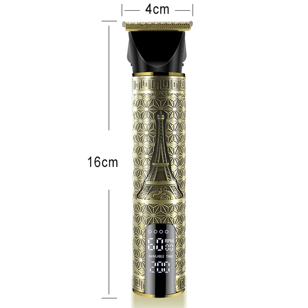 

Retro USB Electric Oil Head Clipper Grooming Cordless Cutting T-Blade Trimmer Hair Cutting Machine Beard Shaver LCD Display