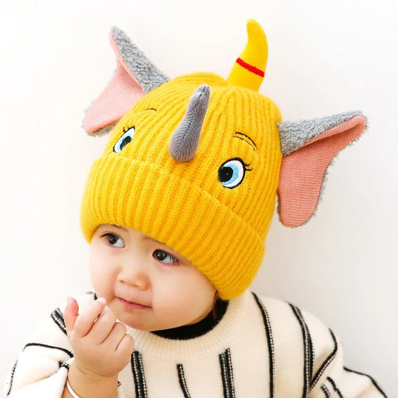 Вязаная Шапка С Рисунком Слона для детей от 19 лет утолщенная теплая шапка 3 до 24 |