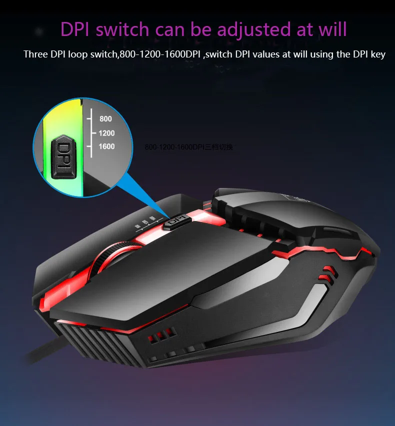 Профессиональный кабель игровой мыши красочный свет dpi светодиодный привод USB