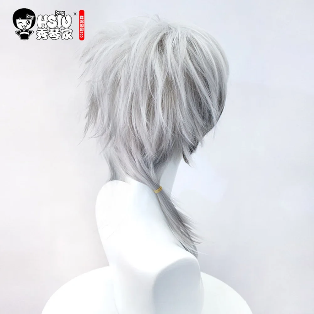 Сю SilverAsh Косплэй парик игра Arknights серебристо белый короткая стрижка для парня