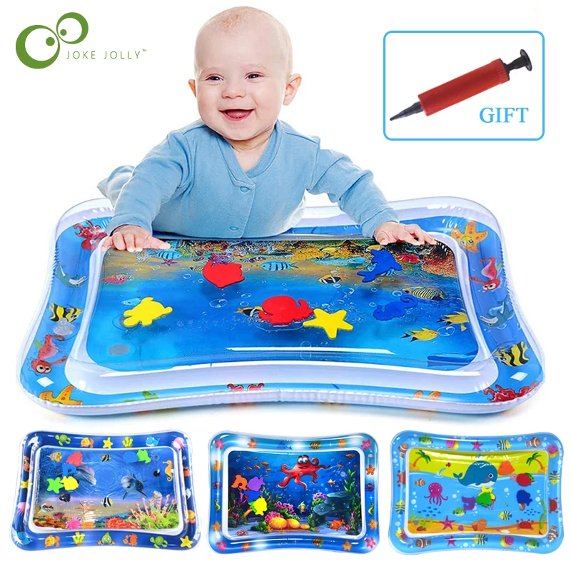 Детский водный коврик надувная подушка игровой для младенцев развивающая