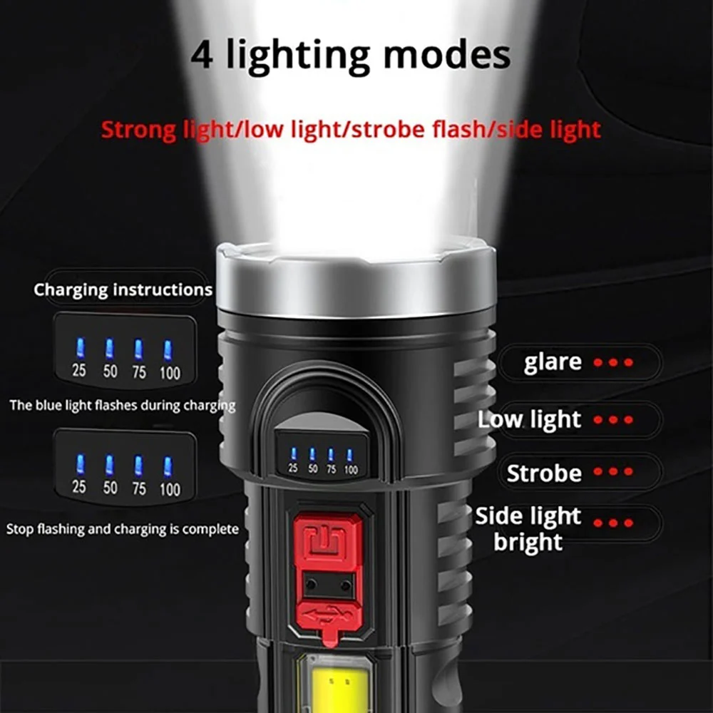 Outdoor Portable Torch LED Flashlight Super Bright Long-range USB Rechargeable Small Xenon Lamp Tactical Light Household | Освещение