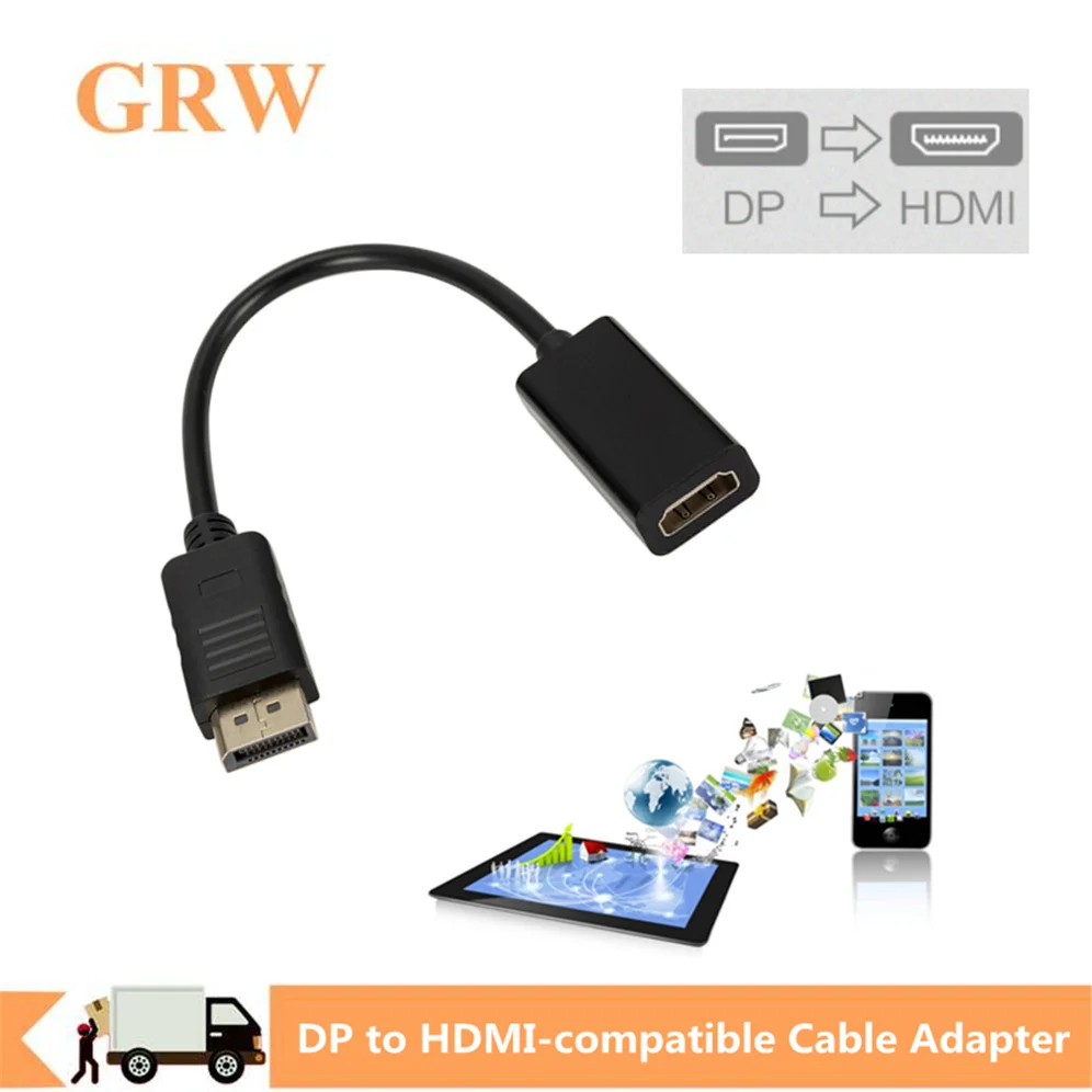 Переходник с DP на HDMI-совместимый кабель Grwibeou штырь-гнездо для ноутбука HP/DELL ПК