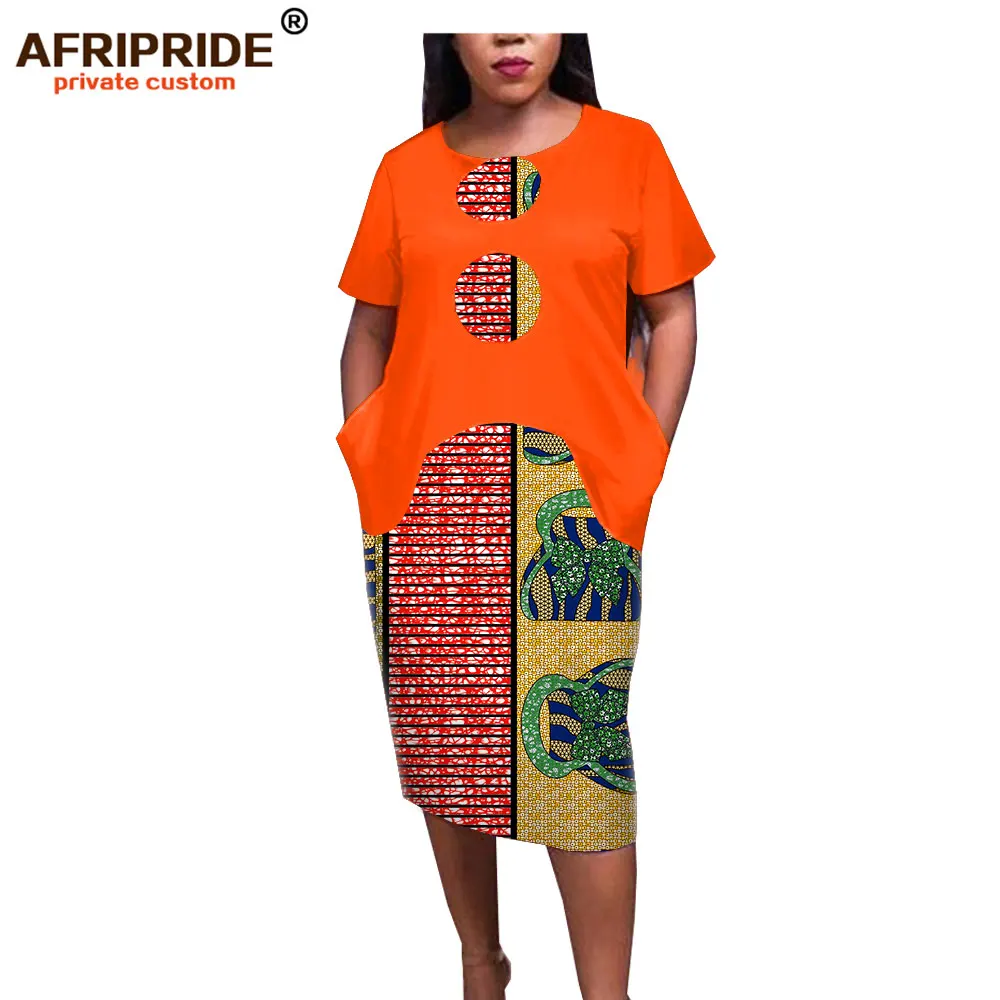 Afripride, платье-карандаш с принтом в африканском стиле для женщин, сделанное на заказ, короткие рукава, длина до середины икры, женское Хлопковое платье A1825094 - Цвет: 578J