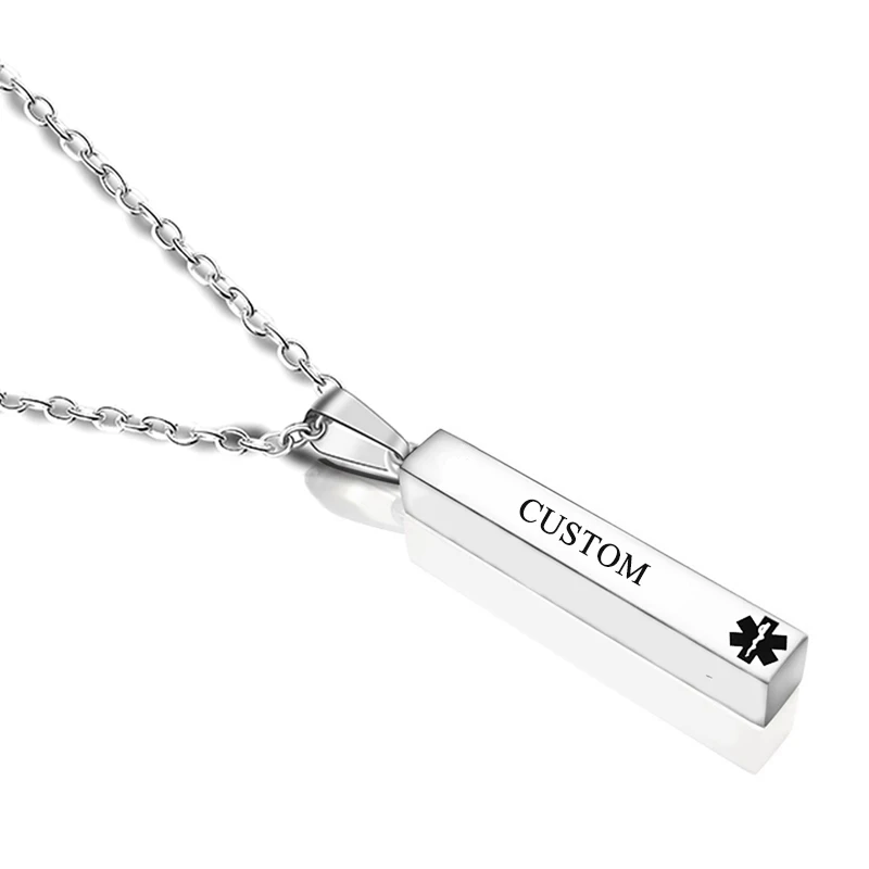 

Персонализированное ожерелье с медицинской подвеской из нержавеющей стали с гравировкой имени логотипа на заказ ювелирные аксессуары