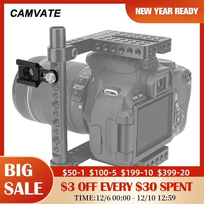 

CAMVATE Cold Shoe Mount Adapter With 1/4"-20 Mounting Groove & Stud Screw For Monitor,Video Light,Flash,Microphone,LCD Mounting