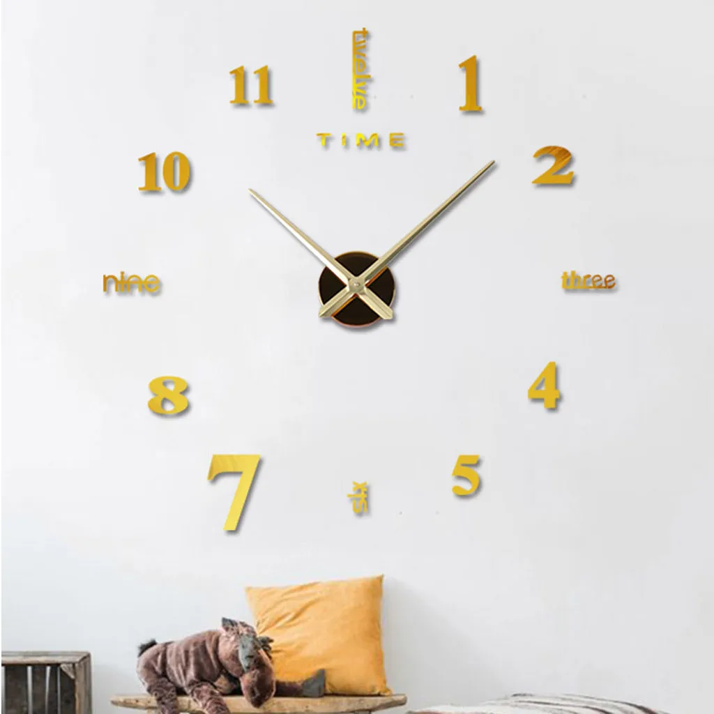 3D DIY Large Wall Clock Modern Design Sticker Silent Home Decor Living Room Mirror Nordic 2020 New #25 | Дом и сад