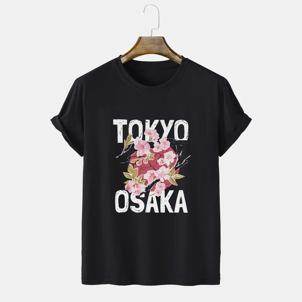 

2021 new men's T-shirt short-sleeved summer thin cotton comfortable quality letter cherry pattern printing round neck casual top