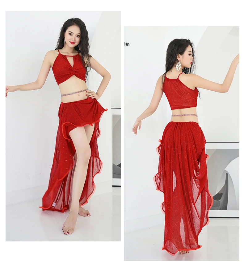 Новый стиль сексуальный топ для танца живота + юбка с рыбьим хвостом 2 предмета